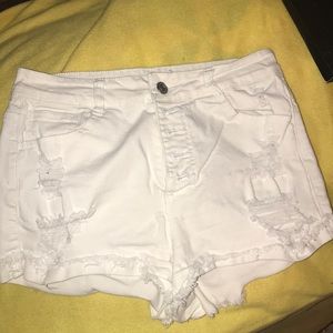 White Distressed Shorts